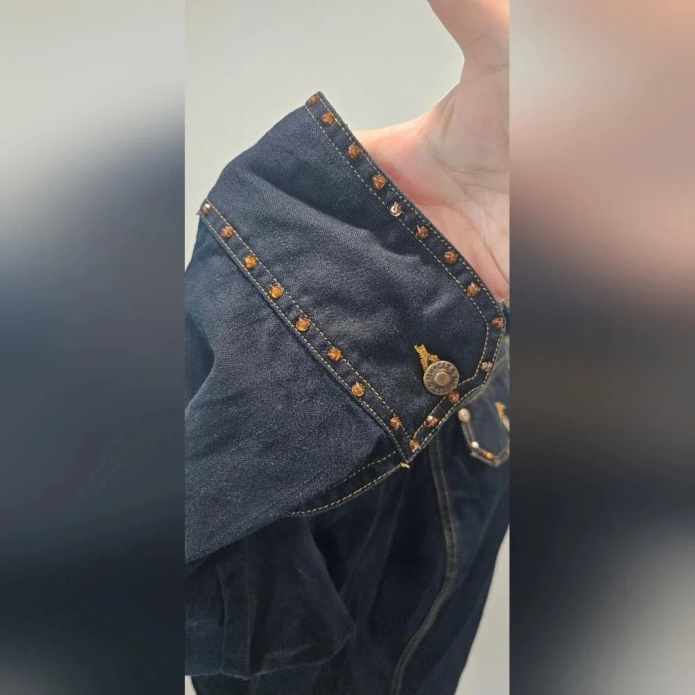 Liz & Me Women's Denim Jacket With Rhinestone Trim Black/Blue Size 2X 22/24W - Picture 10 of 16